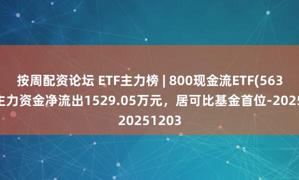 按周配资论坛 ETF主力榜 | 800现金流ETF(563990)主力资金净流出1529.05万元，居可比基金首位-20251203